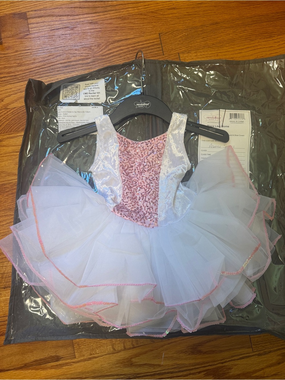 Revolution White and Pink Sequin Tutu Dance Costume